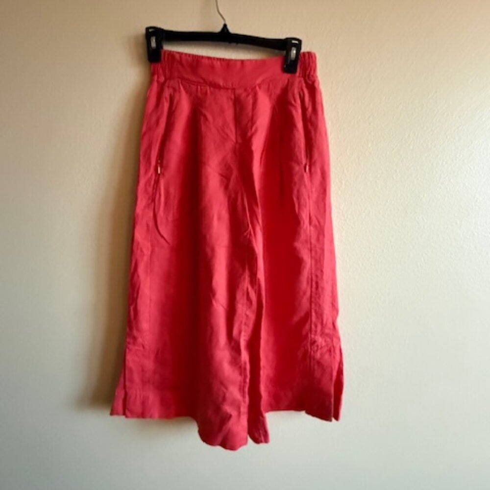 ATHLETA Pants Womens  PLAYA LINEN WIDE LEG CROP PANT Coral Beach Casual